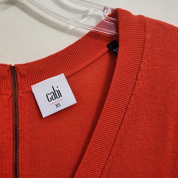 Cabi Cobblestone button front cardigan fiery red with back full zipper womans XS - Picture 2 of 7